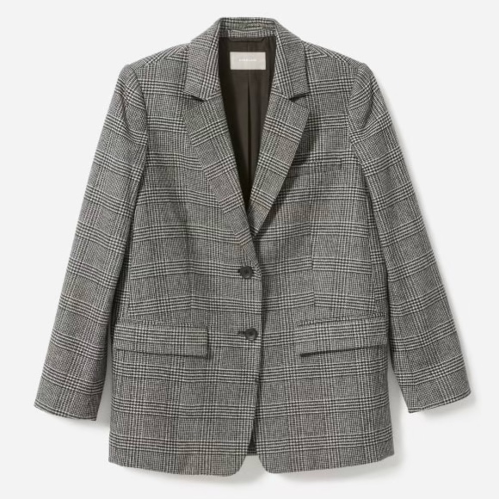 EVERLANE NWOT Women’s oversized blazer in Glen Plaid Italian wool blend size 0